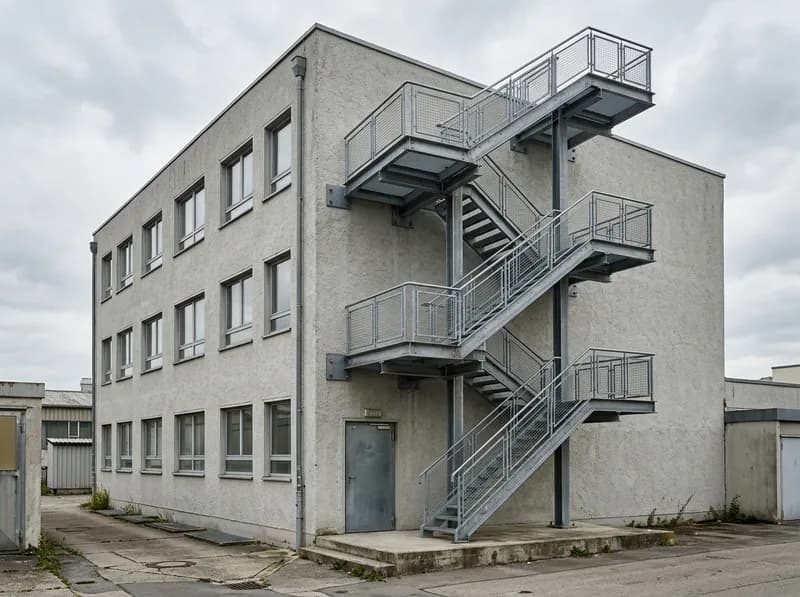 Escada em aço instalada na fachada de um prédio